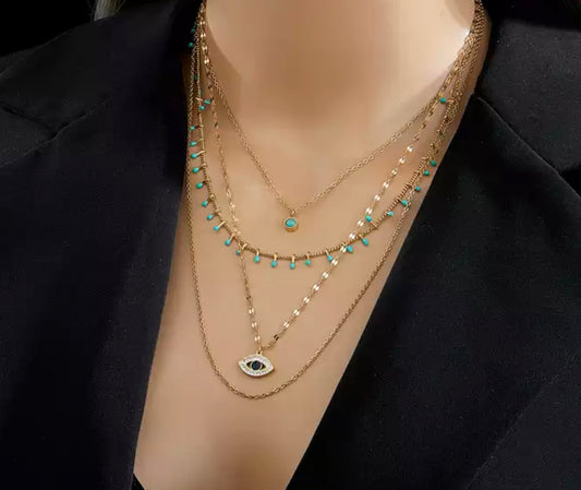 Grecian Goddess Evil Eye Necklace
