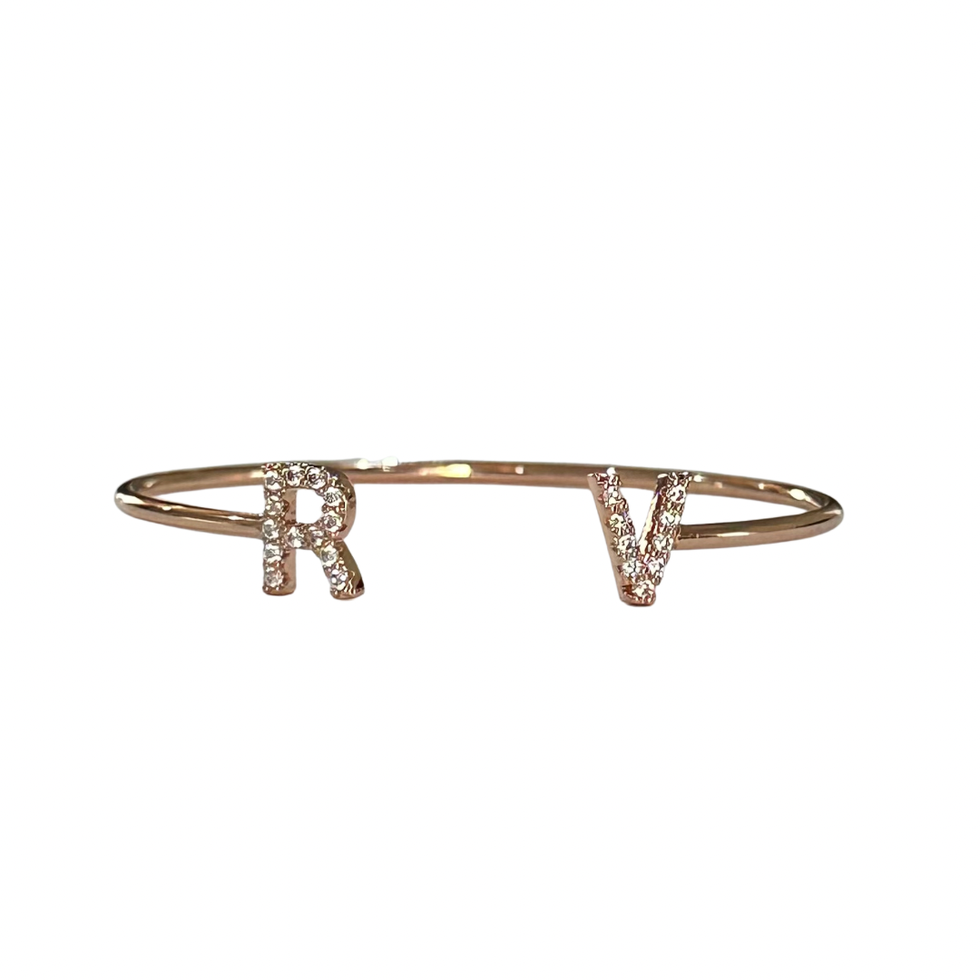 Kids Personalised Rose Gold Initial Cuff (50-52mm)
