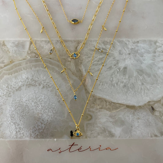 Beaded Floating Marquise Solitaire Necklace