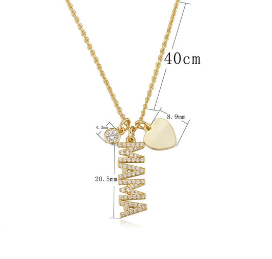 Mama Pave Charm Necklace