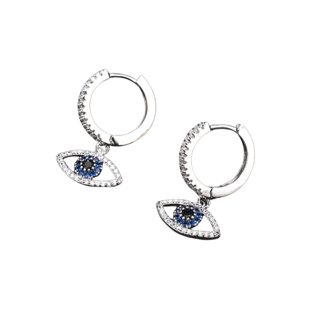 Silver Turkish Evil Eye Earring