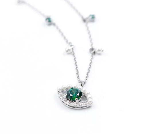 Jaded Pearl Evil Eye Necklace