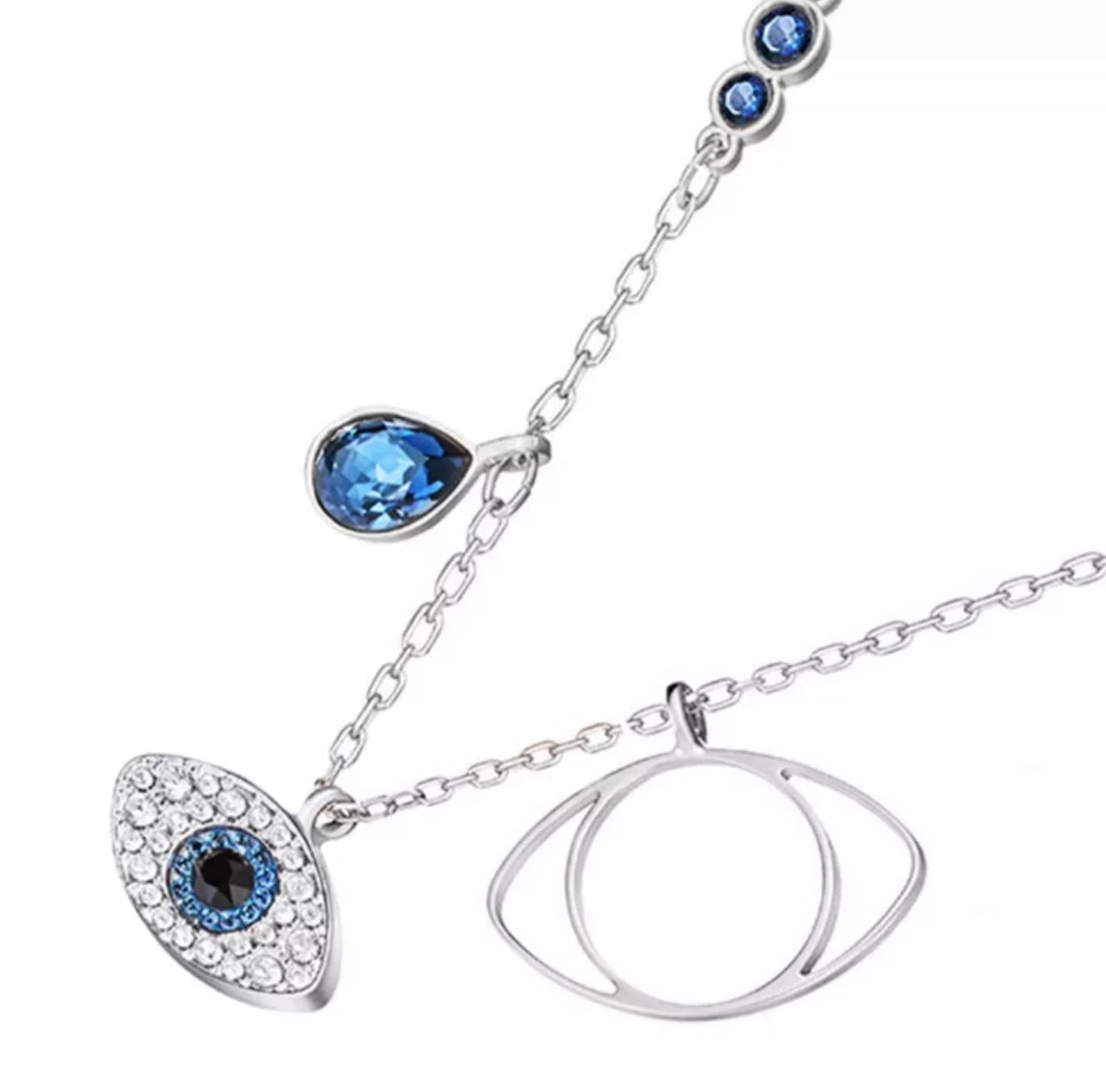 Silver Moonlight Evil Eye Necklace