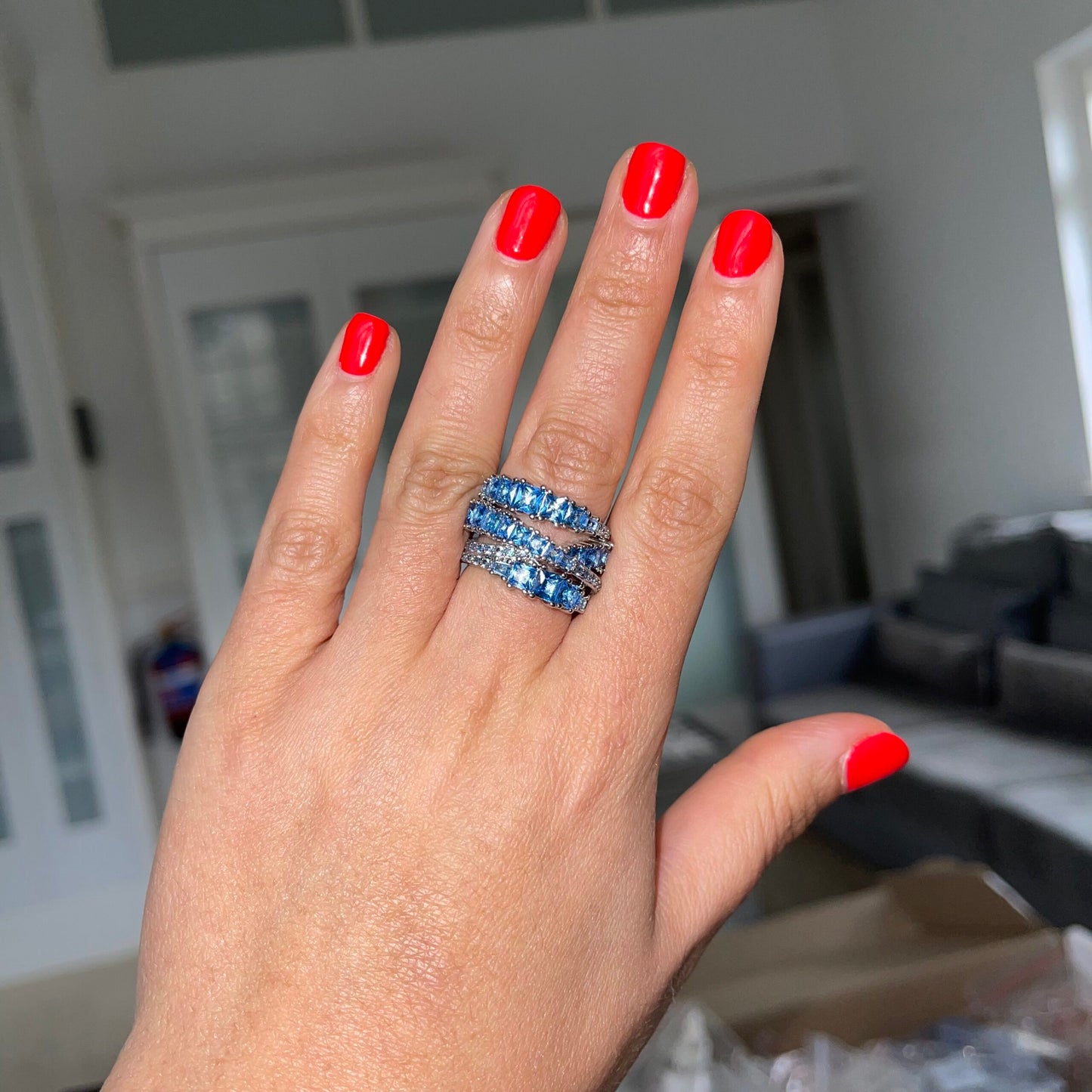 Blue Candy Wrapover Princess Ring