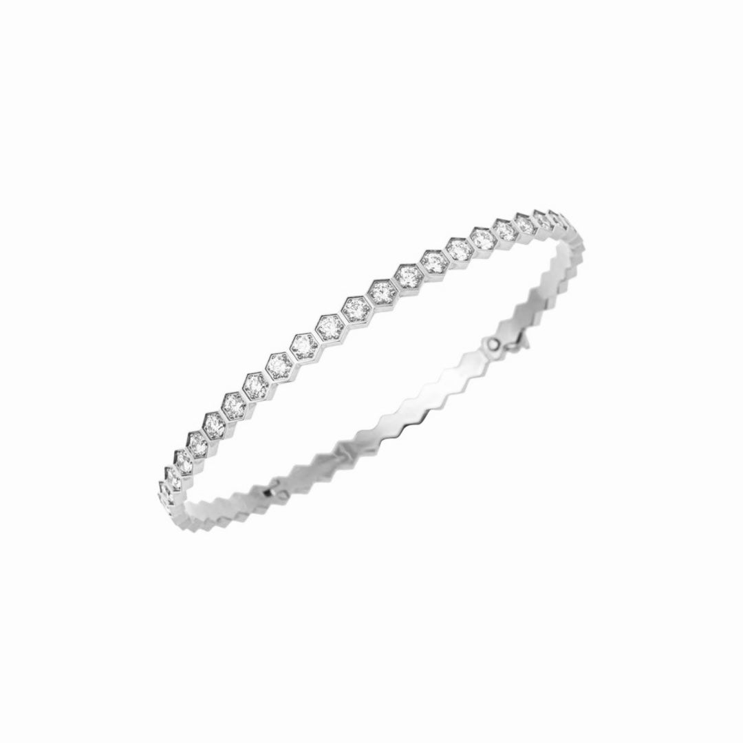 Silver Honeycomb Glitz NSCD Eternity Bangle (925, Vermeil)
