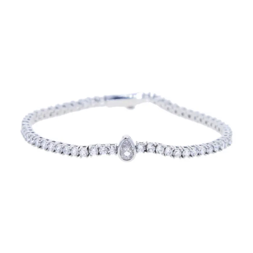 Silver Sophistica Pear Cut Tennis Bracelet