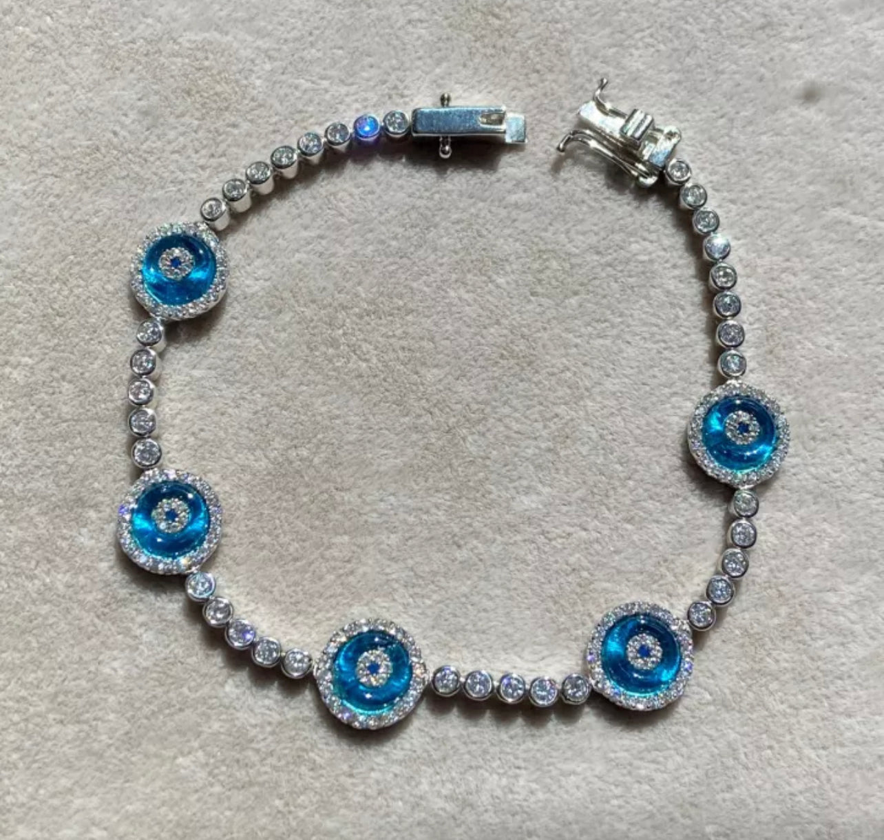 Embellished Evil Eye Bracelet 5 Motif (Rose, Silver, Gold, 925 Vermeil)