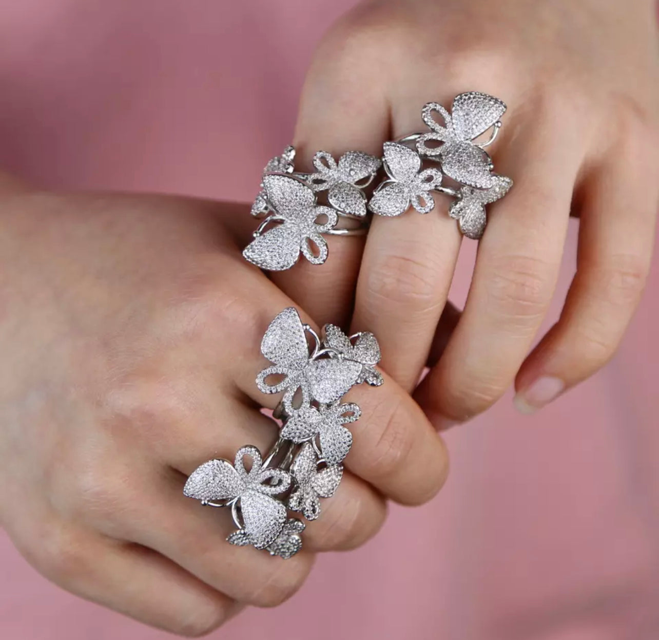 Triple Pave Butterfly Ring