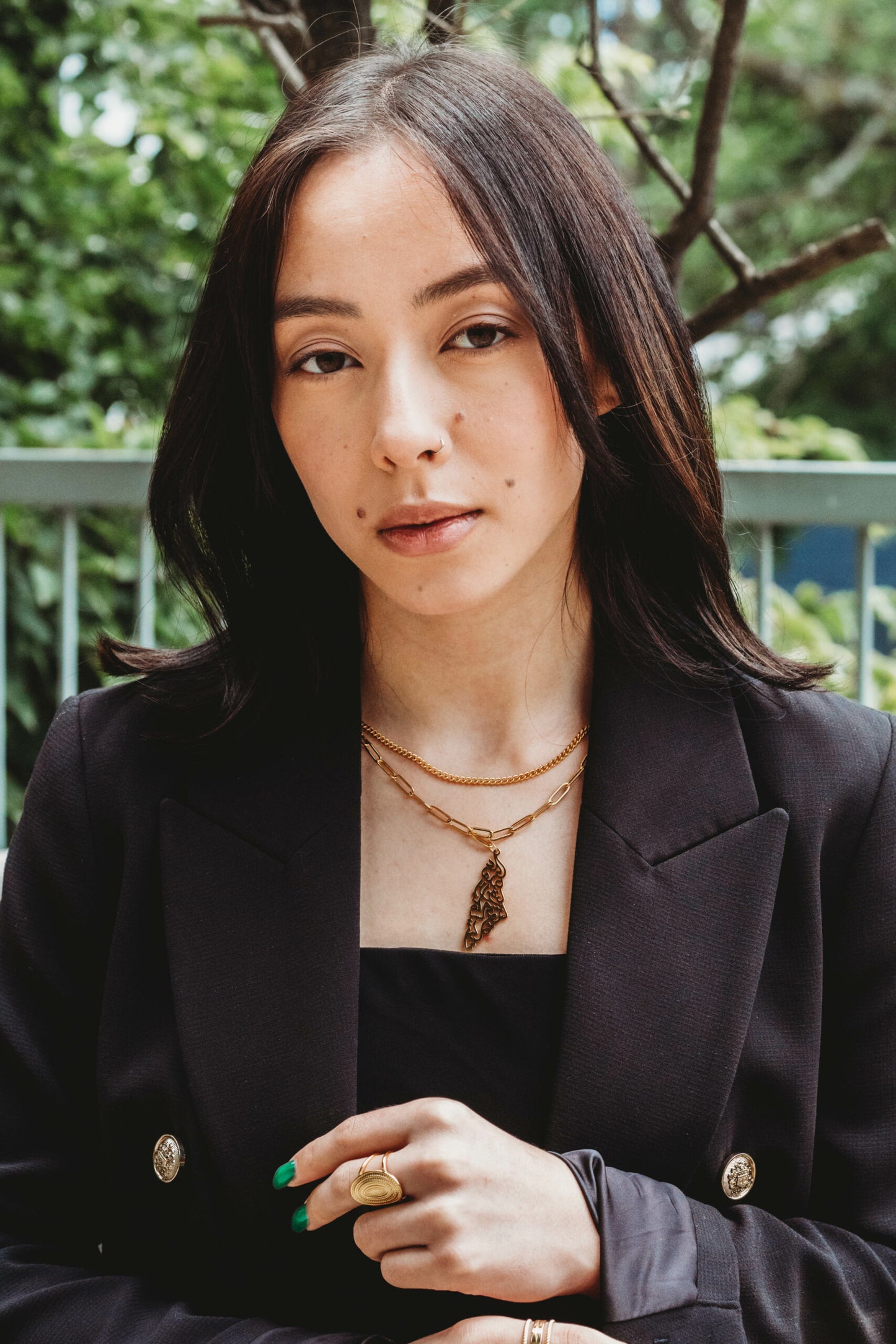 Gold Double Layer Paperclip Palestine Necklace