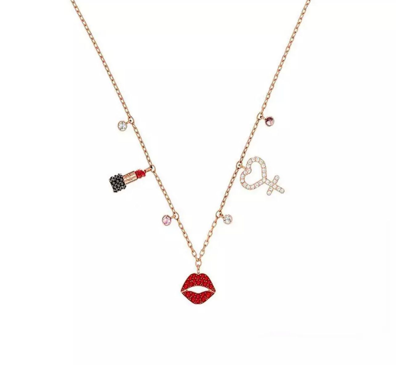 Ruby Woo Charm Dangle Necklace