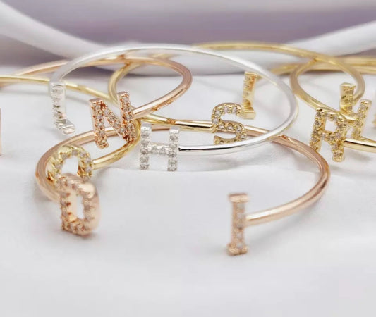 Ladies Gold Personalised Initial Cuff (58-60mm)