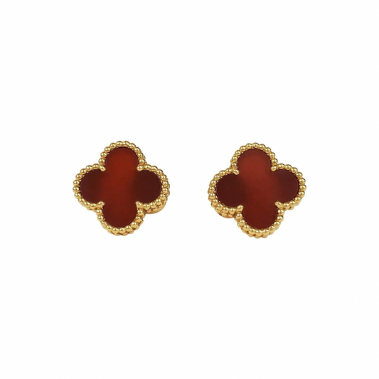 Red & Gold Clover Clip On Earring (925)