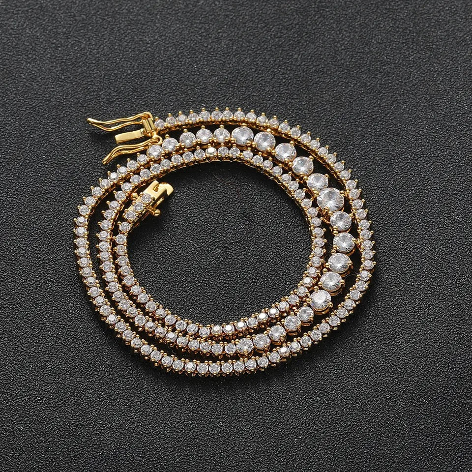 Gold Graduation Tennis Necklace