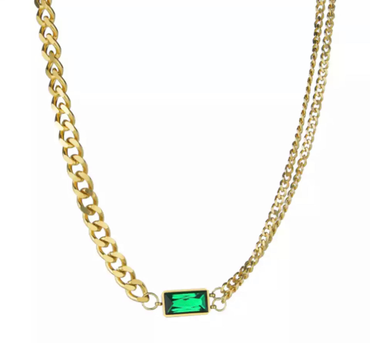 Emerald Gold Cuban Necklace