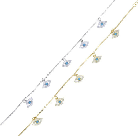 Silver Salisiah Evil Eye Anklet