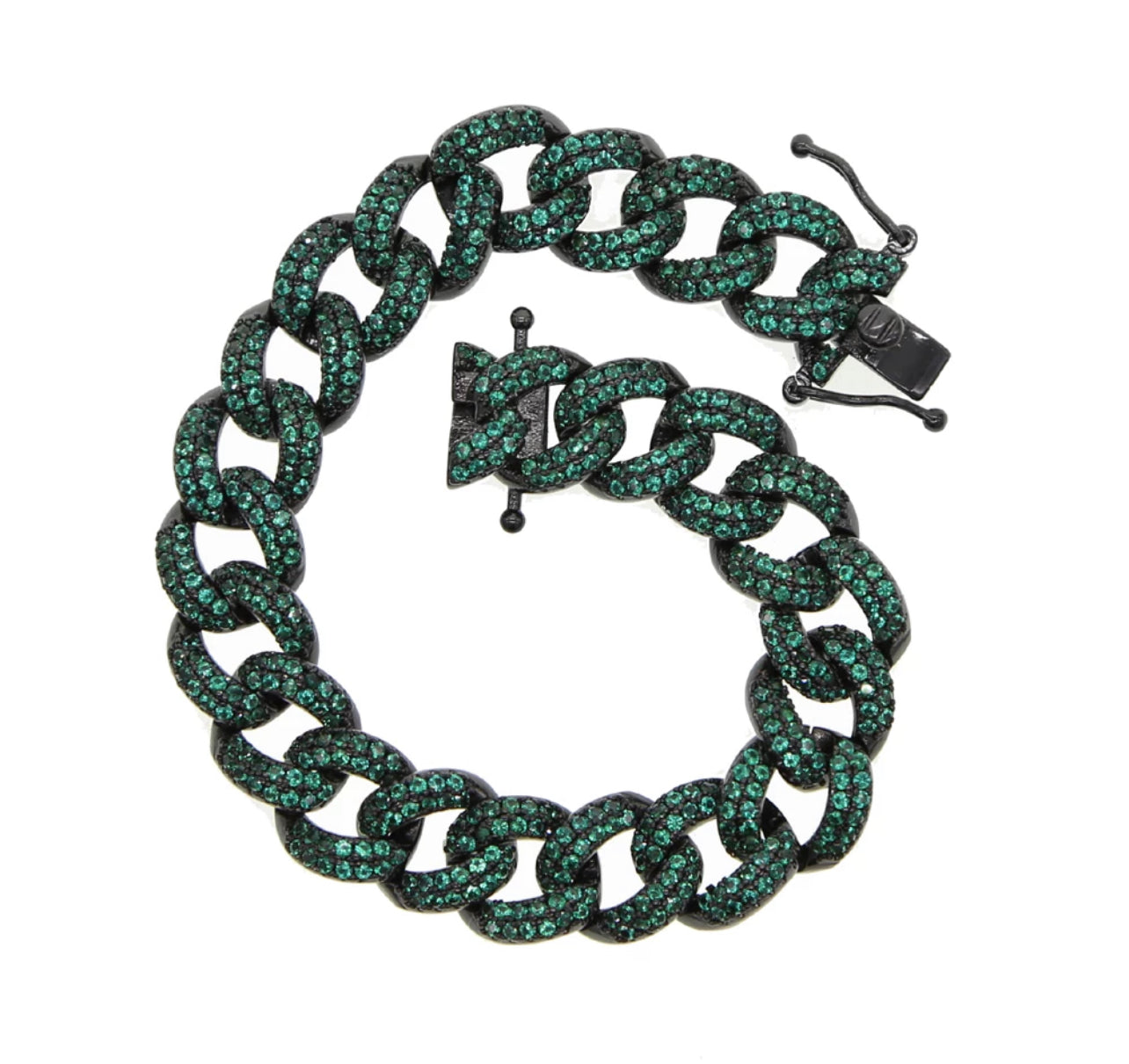 Emerald Green Cuban Tennis Bracelet