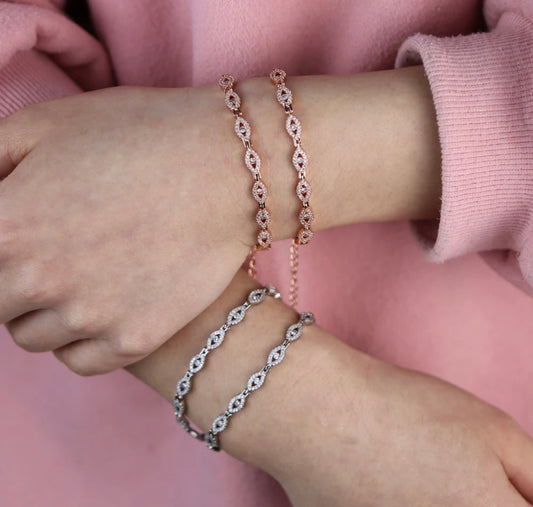 Rose Gold Glam Evil Eye Pave Bracelet