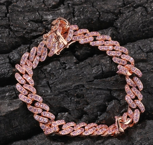 Rose Gold & Pink Cuban Bracelet