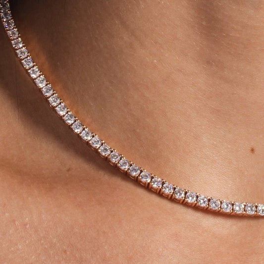 Gold Invisilink Tennis Necklace (3mm)