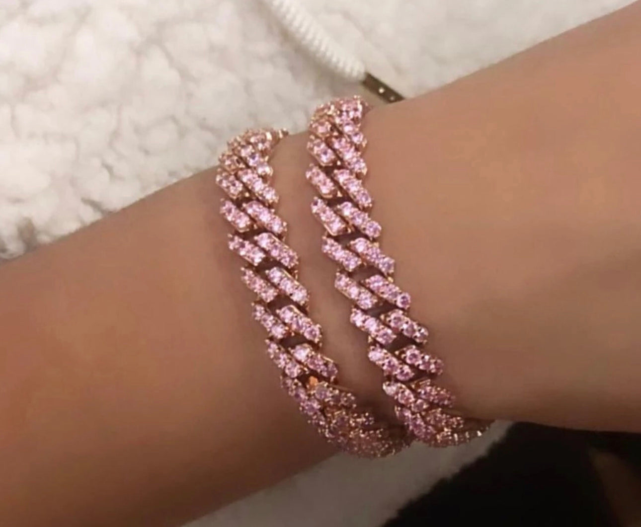 Rose Gold & Pink Cuban Bracelet