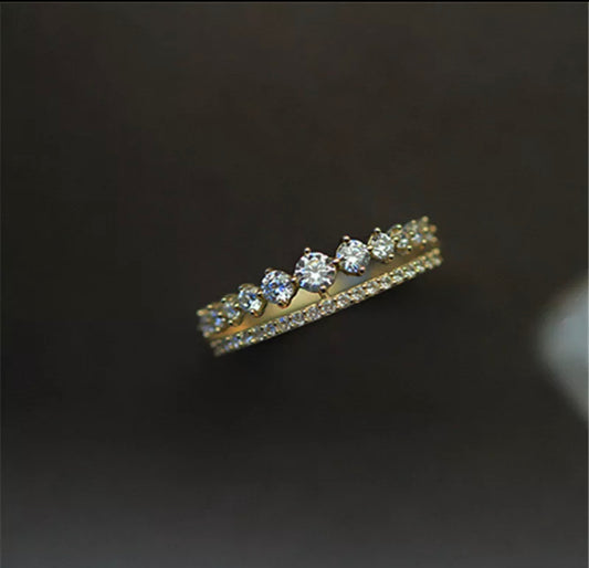 Gold Pave Prong Stack Ring