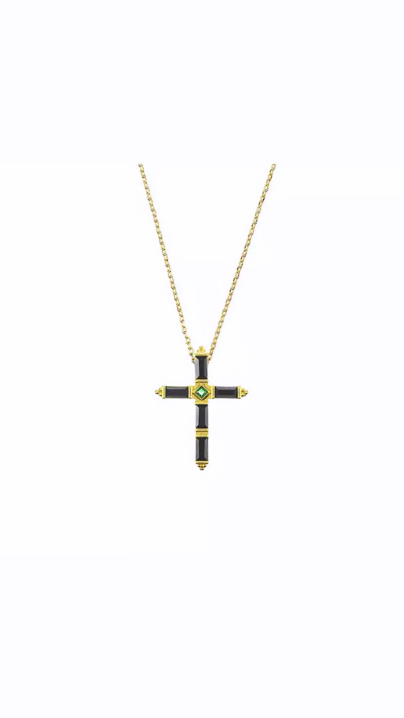 Spinel Baguette Cross Necklace