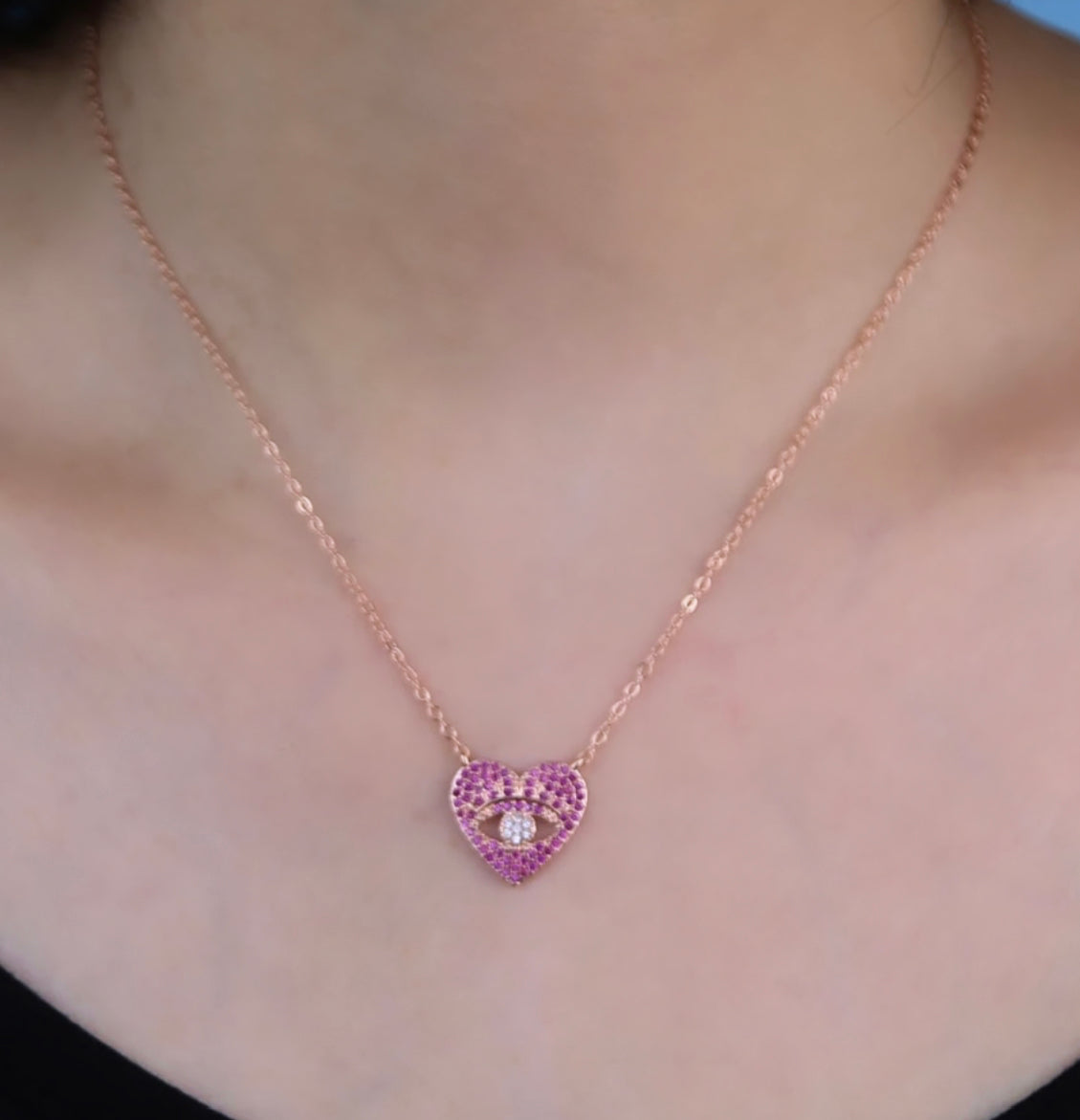 Rose Kissed Eye Of Love Necklace