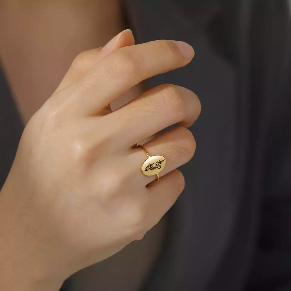 Gold Amulet Aum Ring