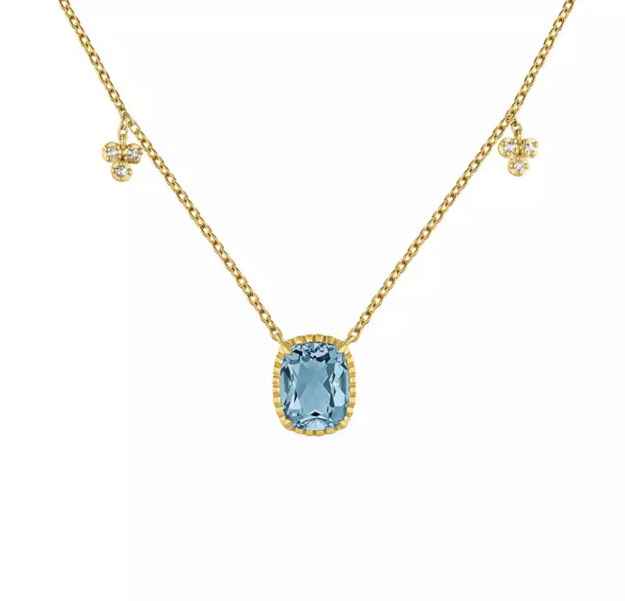 Aqua Cushion Floating Necklace