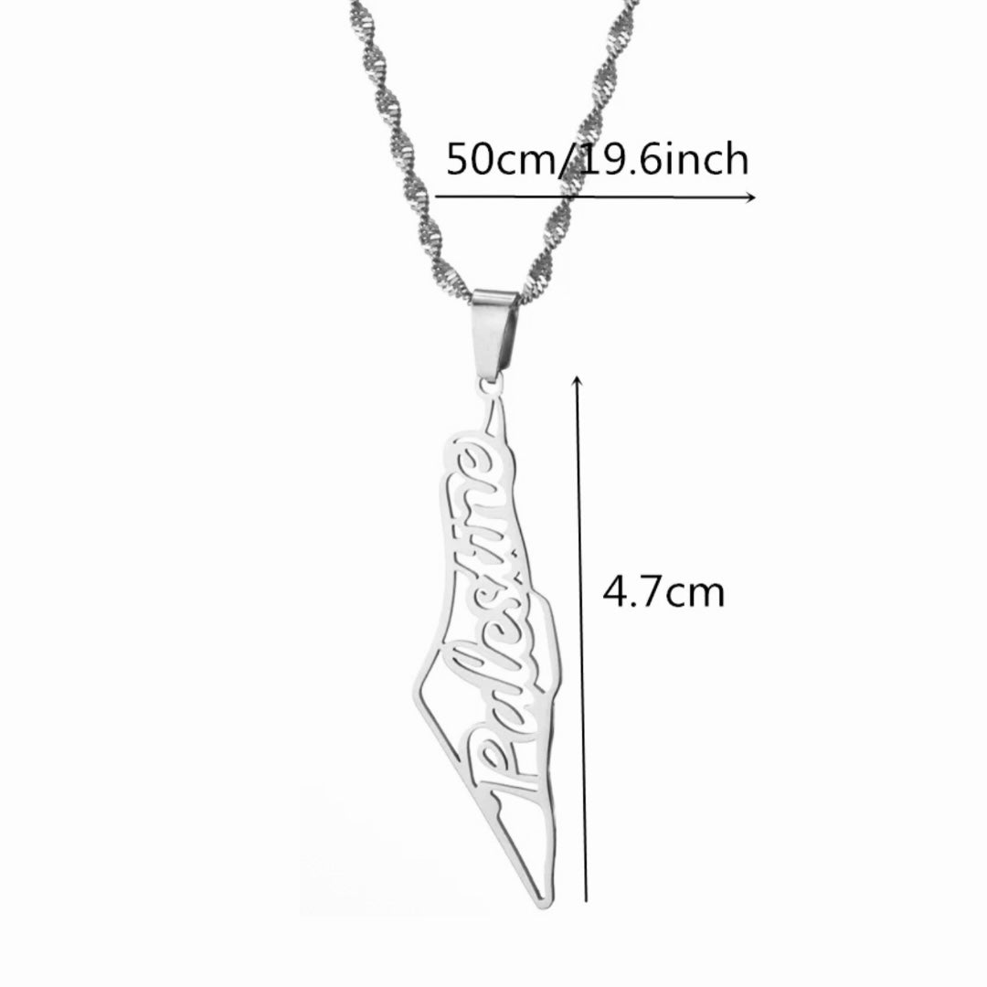 Silver Palestine Nameplate Necklace (50cm)