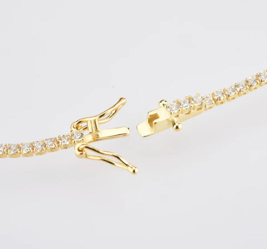 Gold 2mm Tennis Necklace