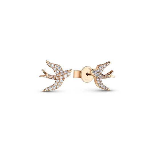 Rose Gold Swallow Pave Earrings