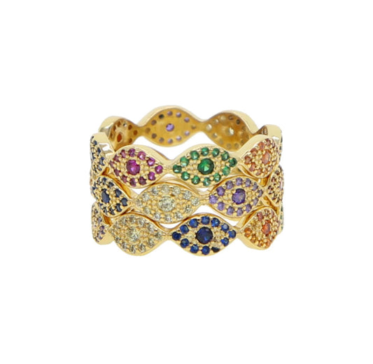 Eternal Rainbow Evil Eye Ring