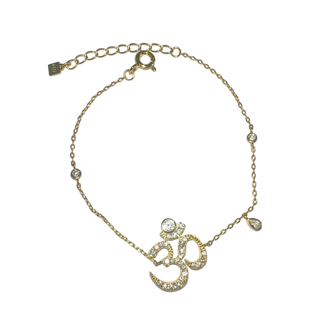 Gold & White Sacrosanct Aum Bracelet (925)