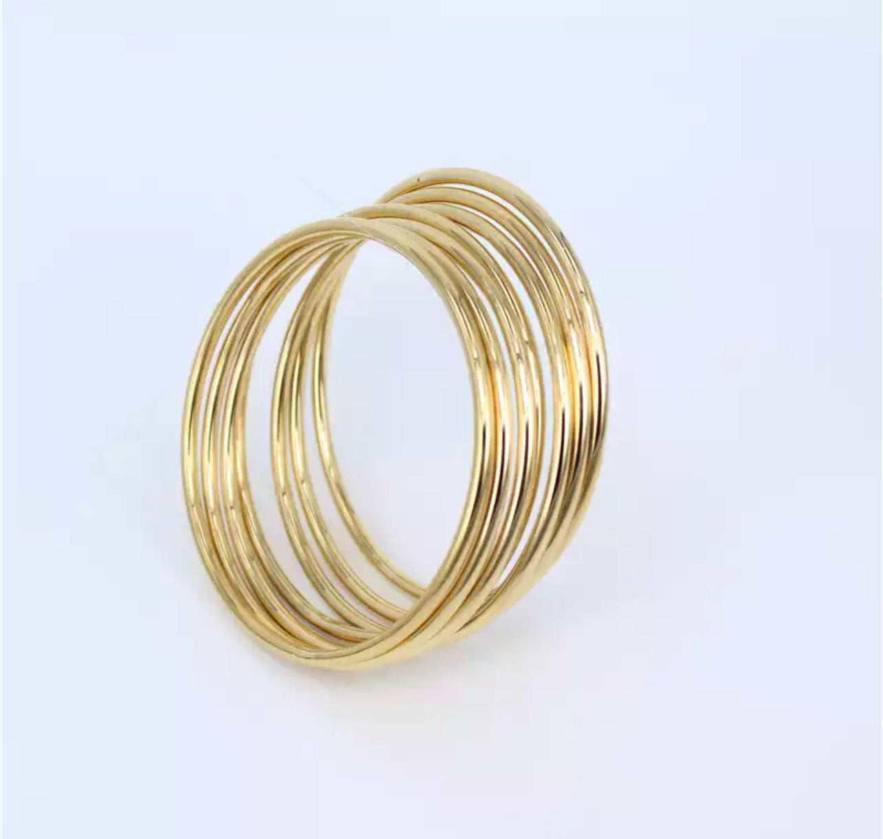 Set of 2 Yellow Gold Girls Dome Bangle