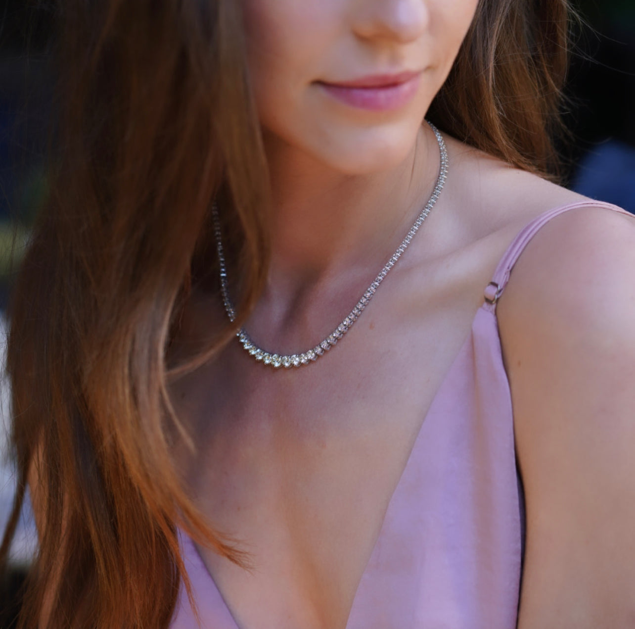 Silver Graduation Tennis Necklace