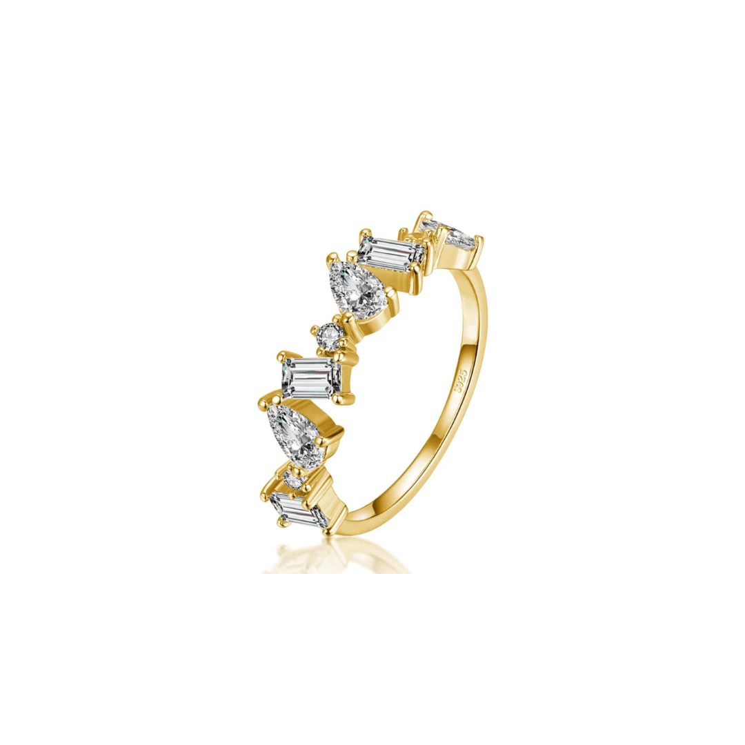 Gold Scintillating Stack Ring