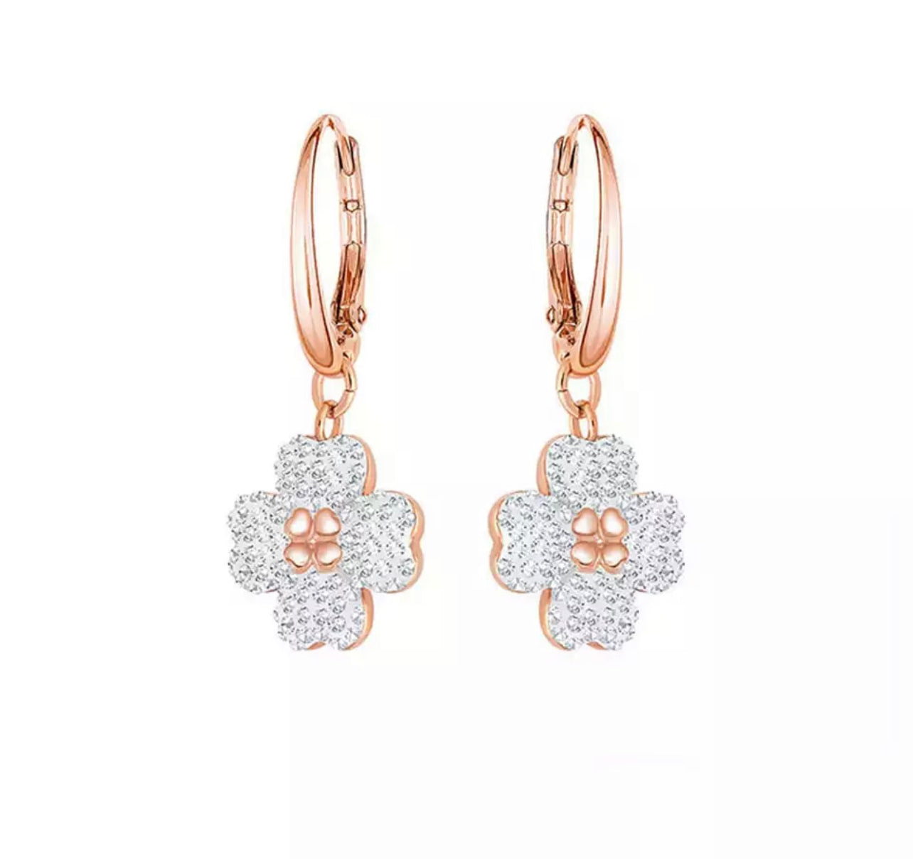 Rose Gold & White Jet’aime Drop Earring