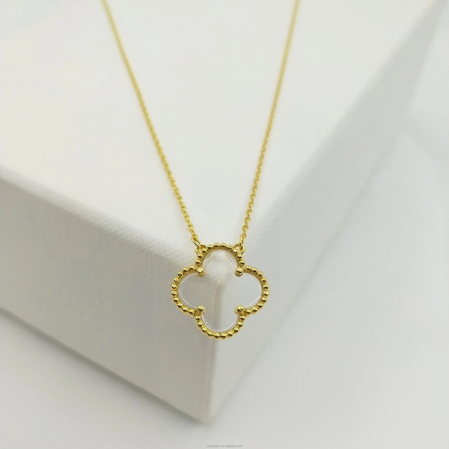 Gold & Clear Clover Floating Pendant (925)