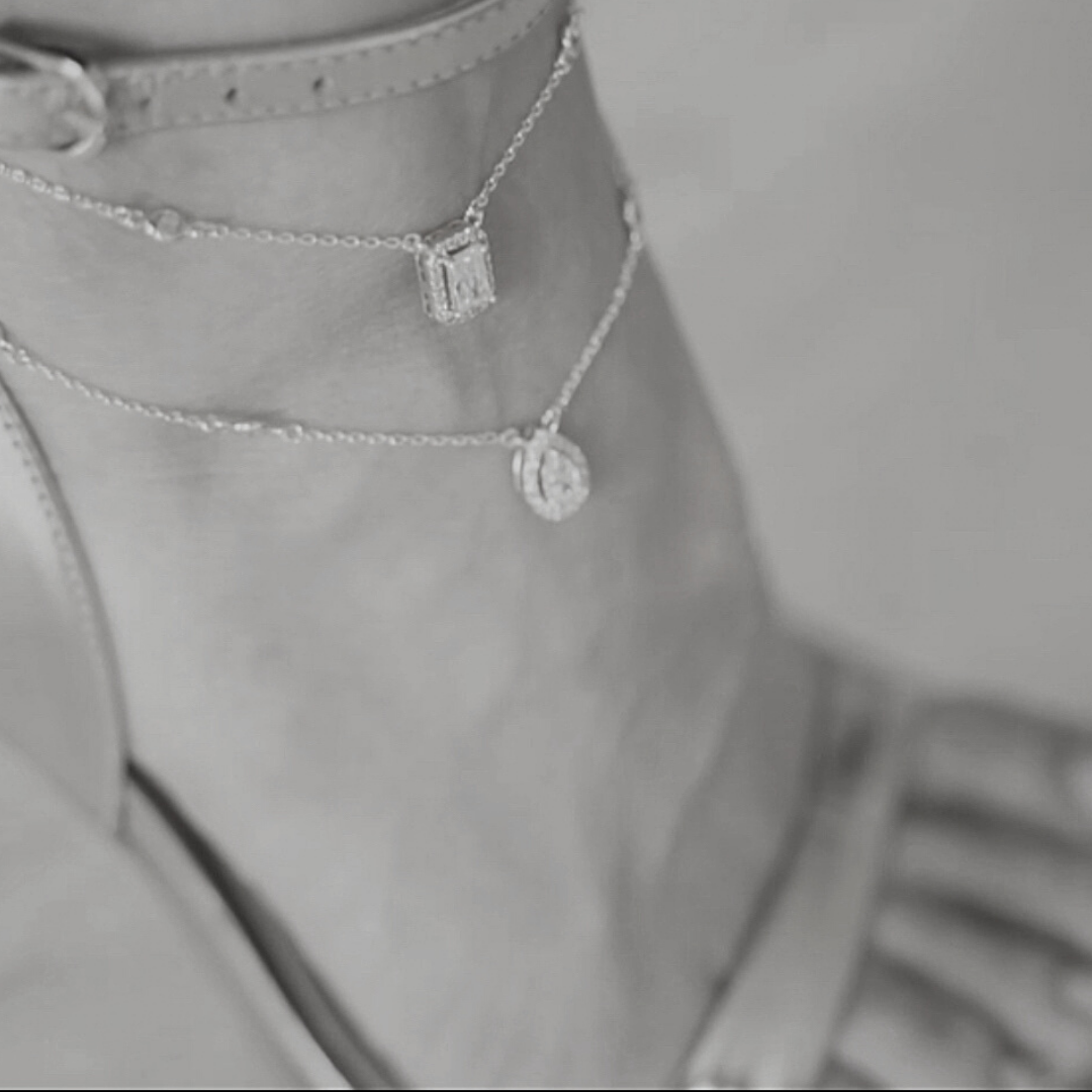 Silver Designer Double Anklet