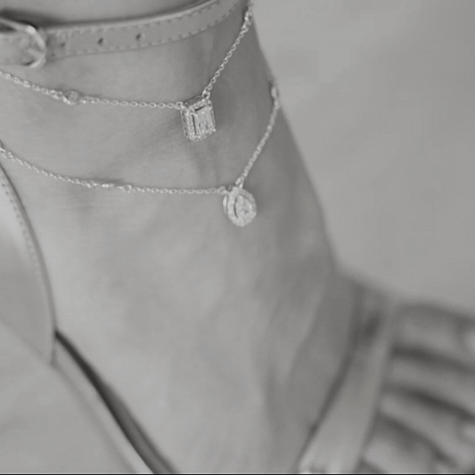 Silver Designer Double Anklet