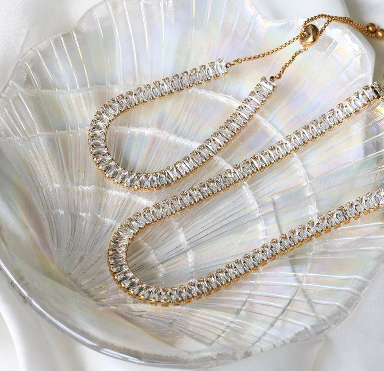 Gold Baguette Tennis Set