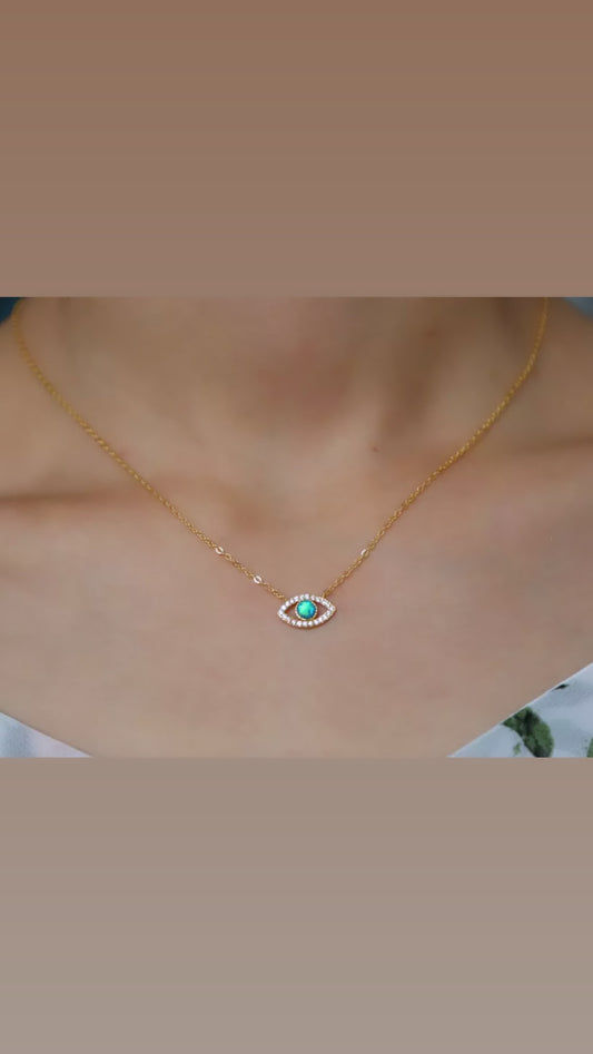 Blue Opal Evil Eye Necklace