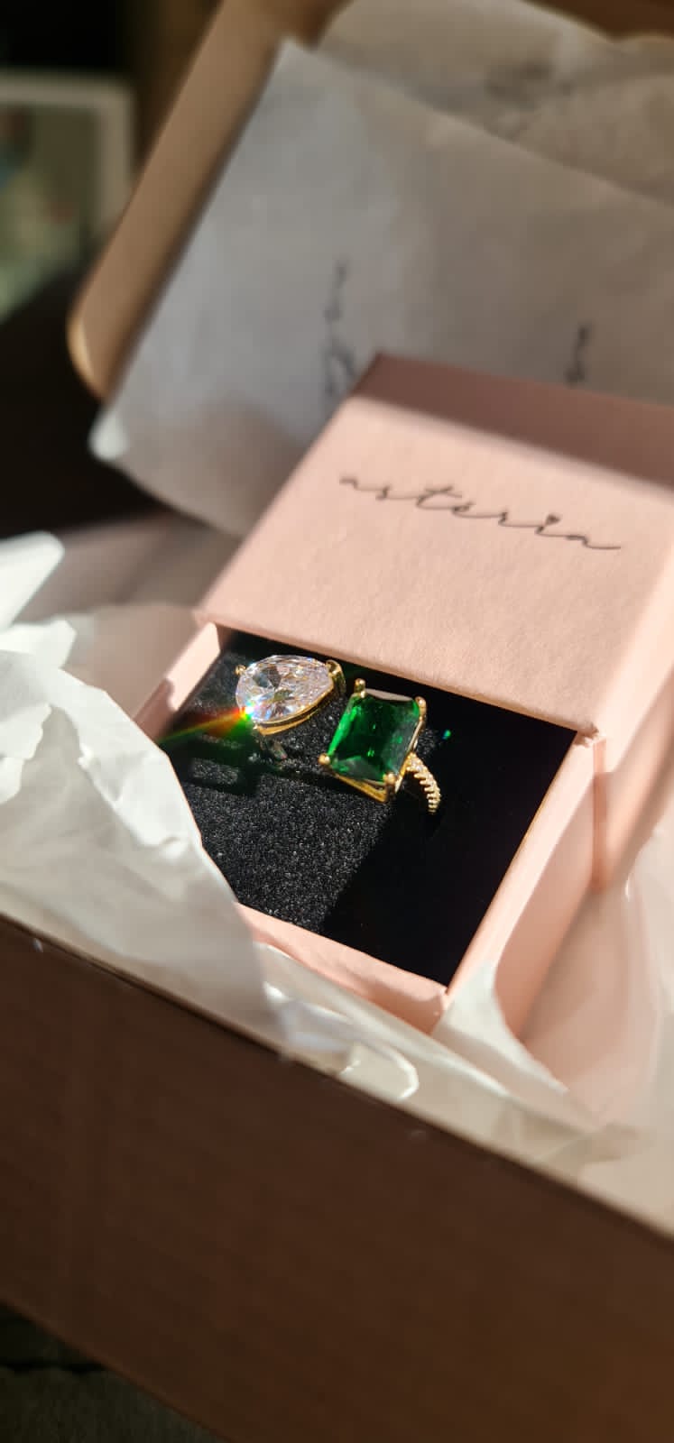 Open Emerald Cubic Ring