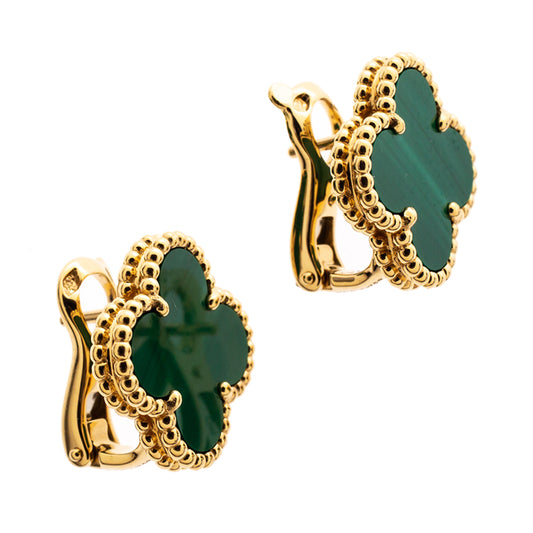 Gold & Green Clover Clip on Earring (925)