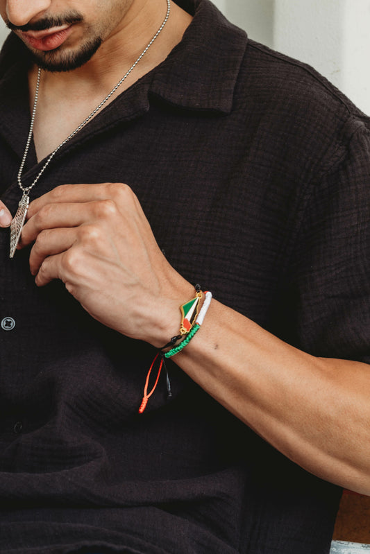 Gold & Silver & Enamel Flag Palestine Bracelet