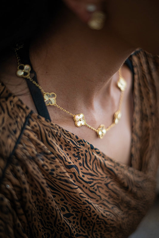 Ayesha Seedat Gold Vintage Pave Clover Set (925)