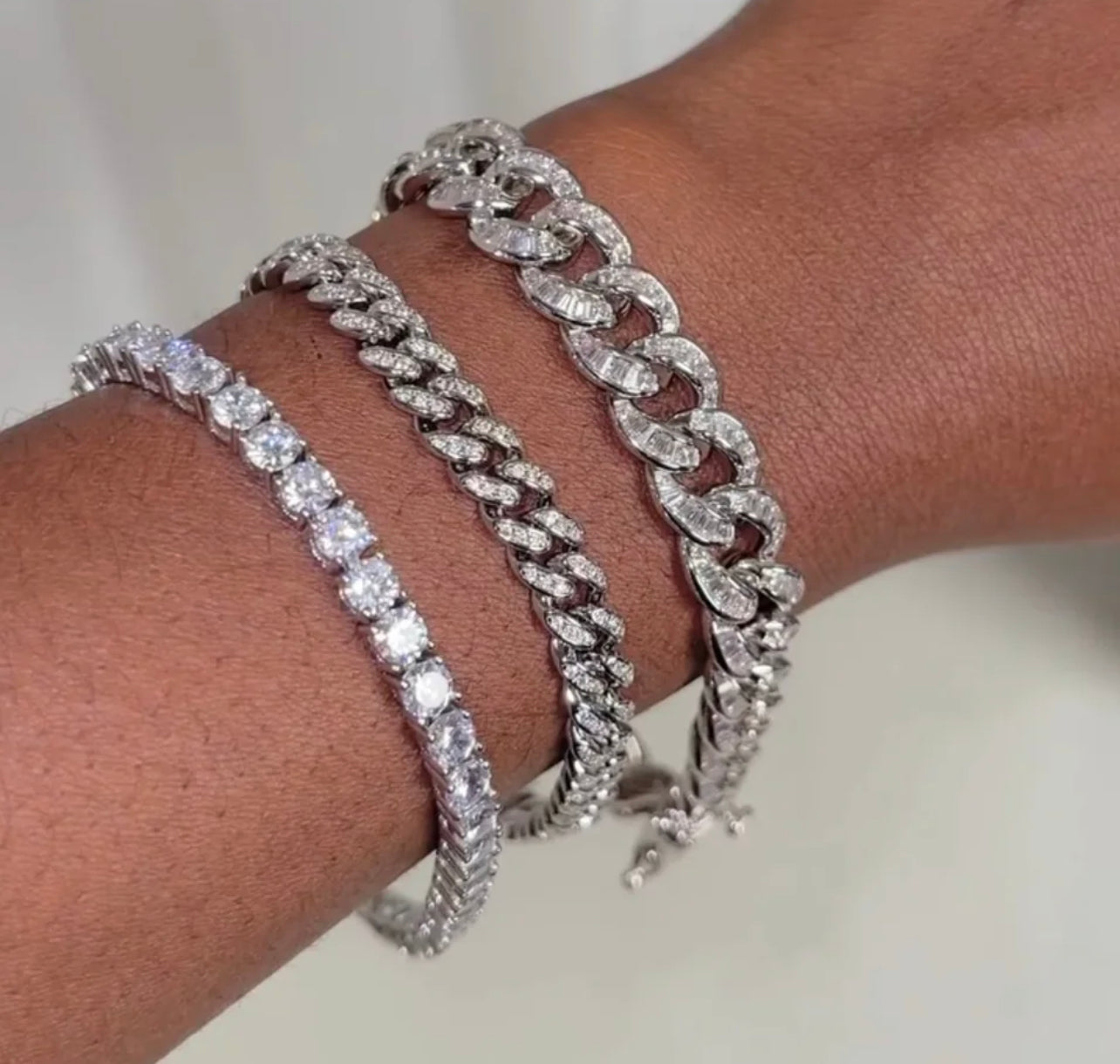 Silver Baguette Cuban Link Bracelet