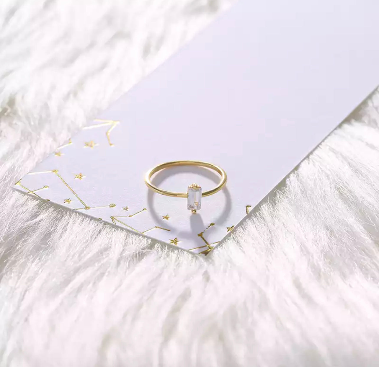 Gold Emerald Solitaire Stack Ring