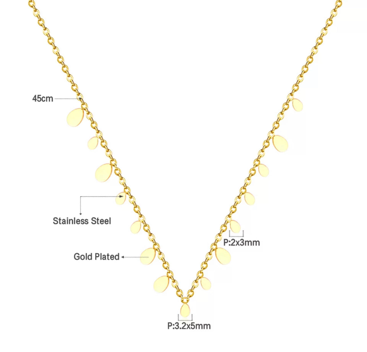 Gold Pear Coin Charm Necklace